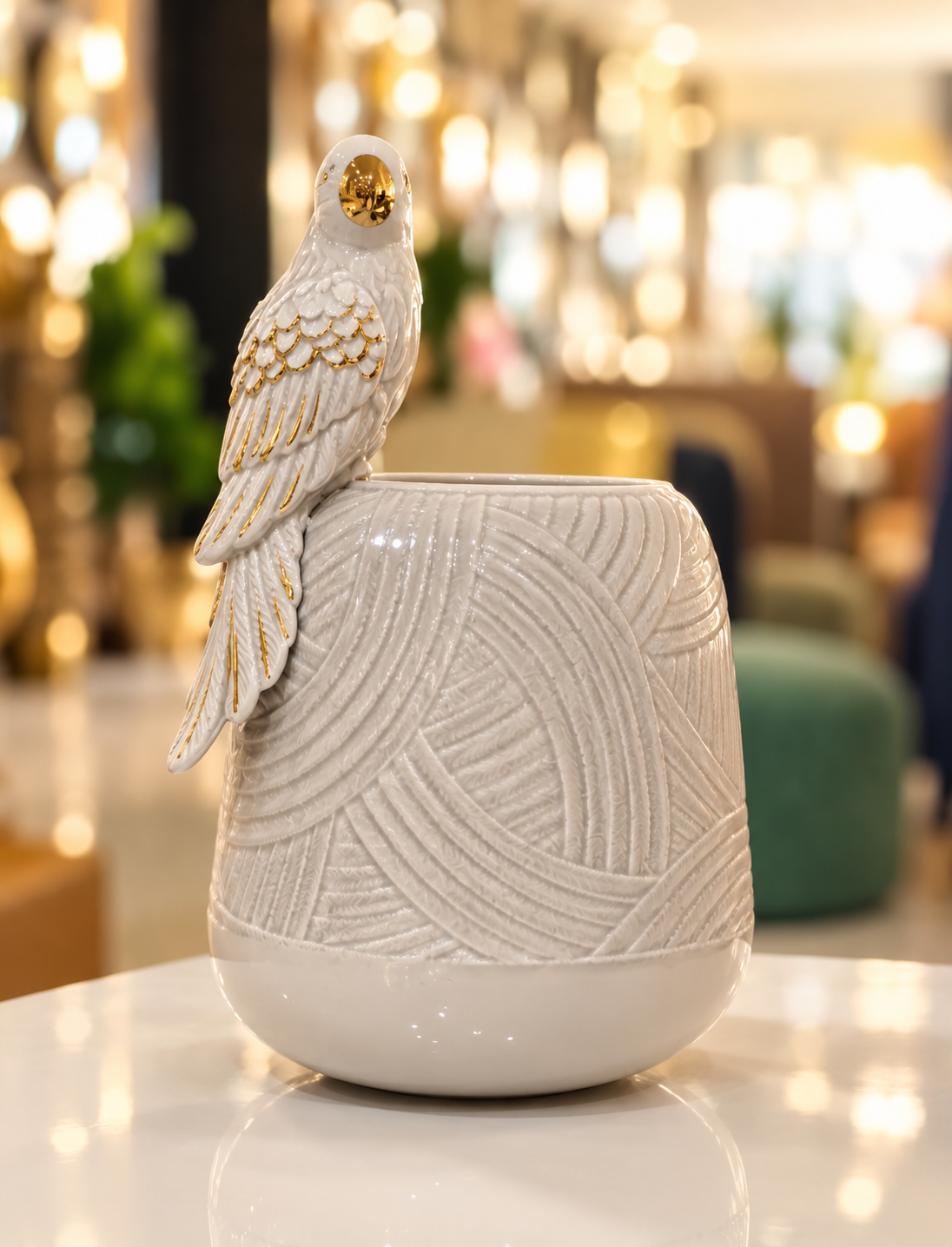 Sculptural Parrot Porcelain Vase