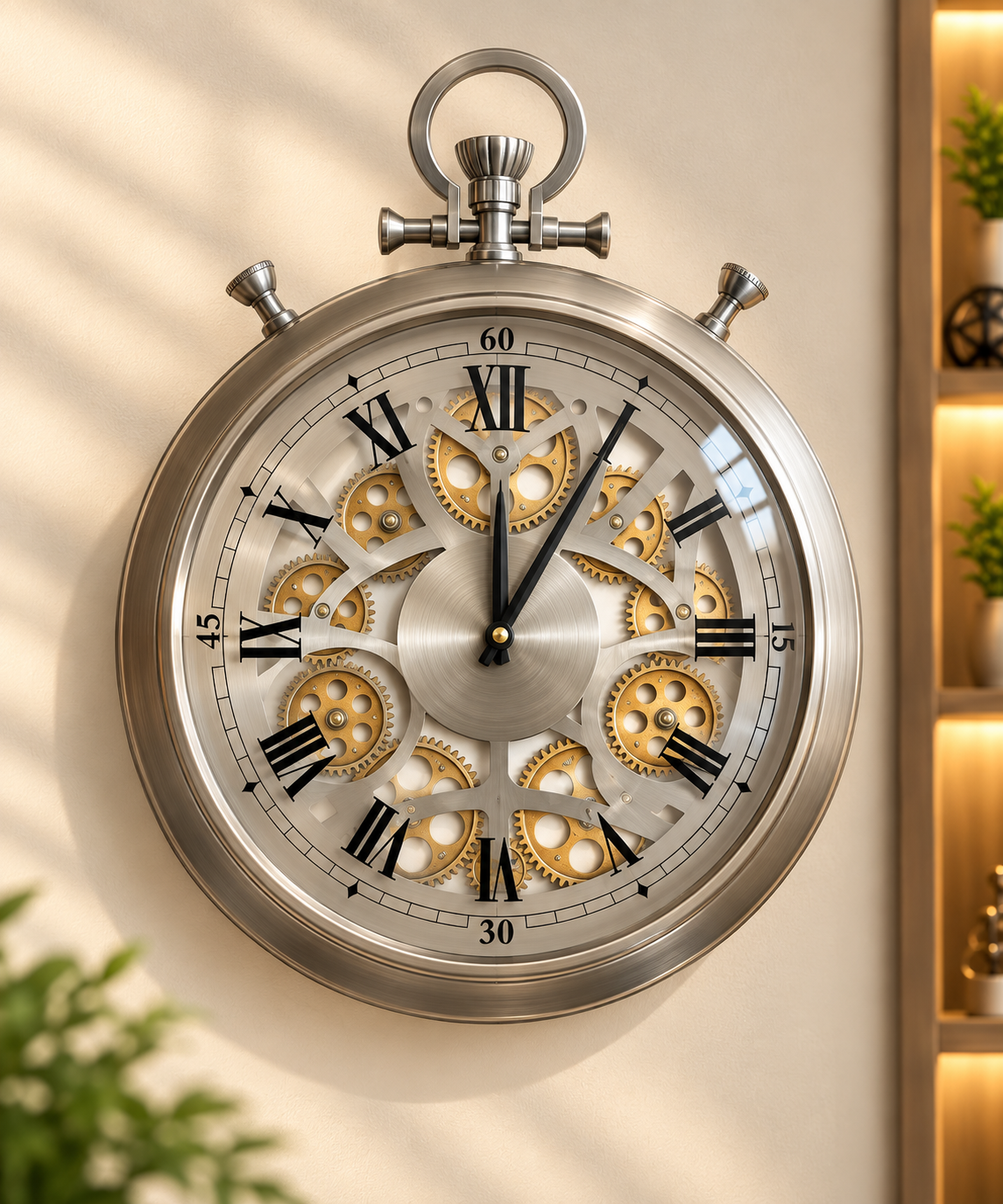 industrial steampunk pocket-watch style wall clock