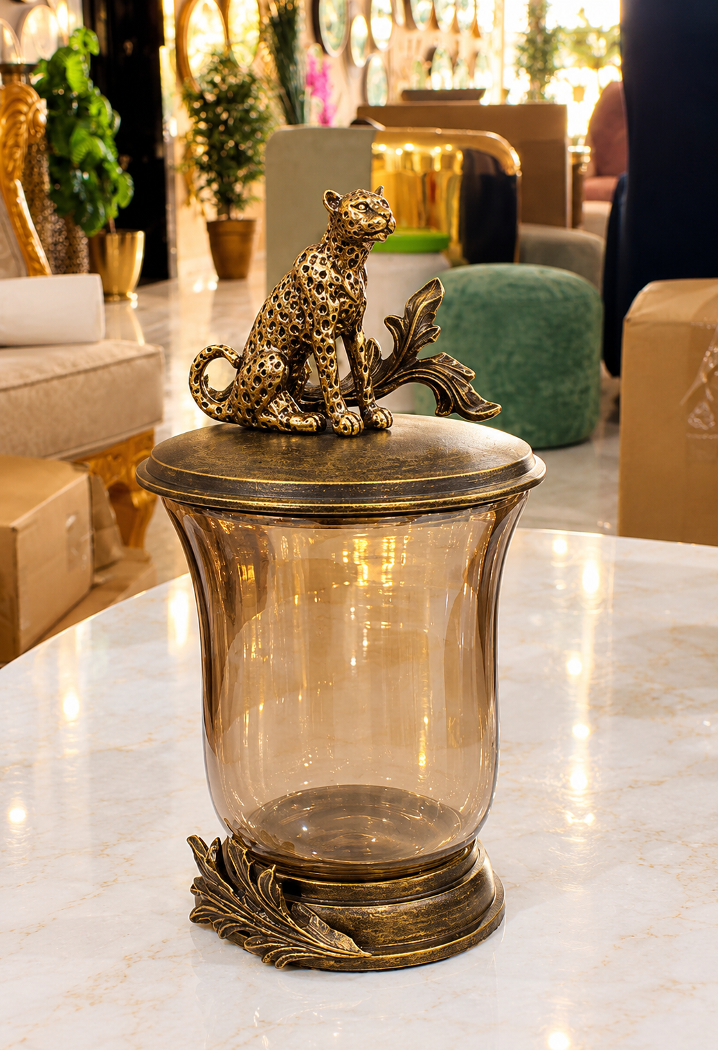 Eternity Glass Leopard Decorative Jar