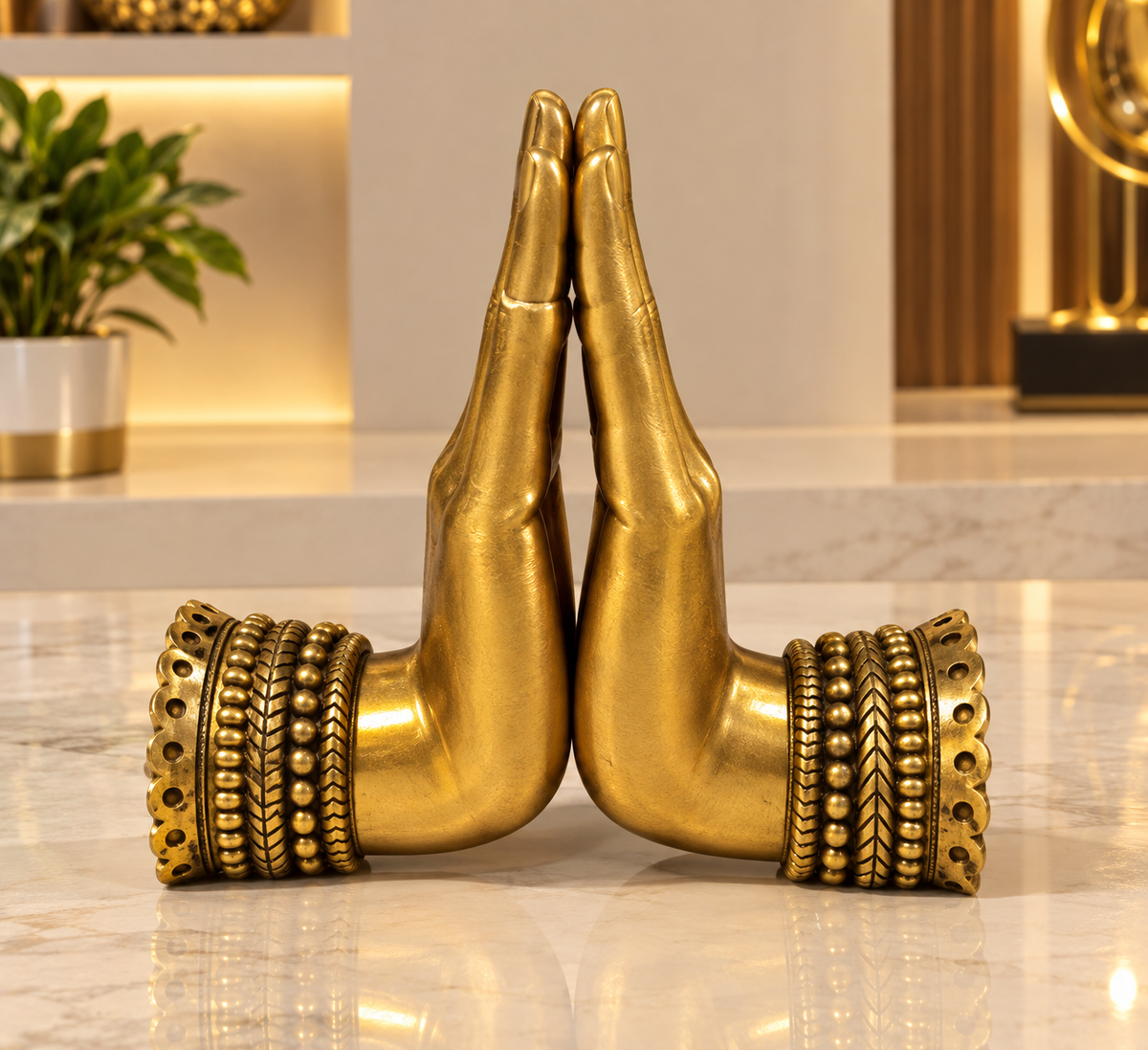 Namaste Mudra Golden Hands Tabletop Ornament