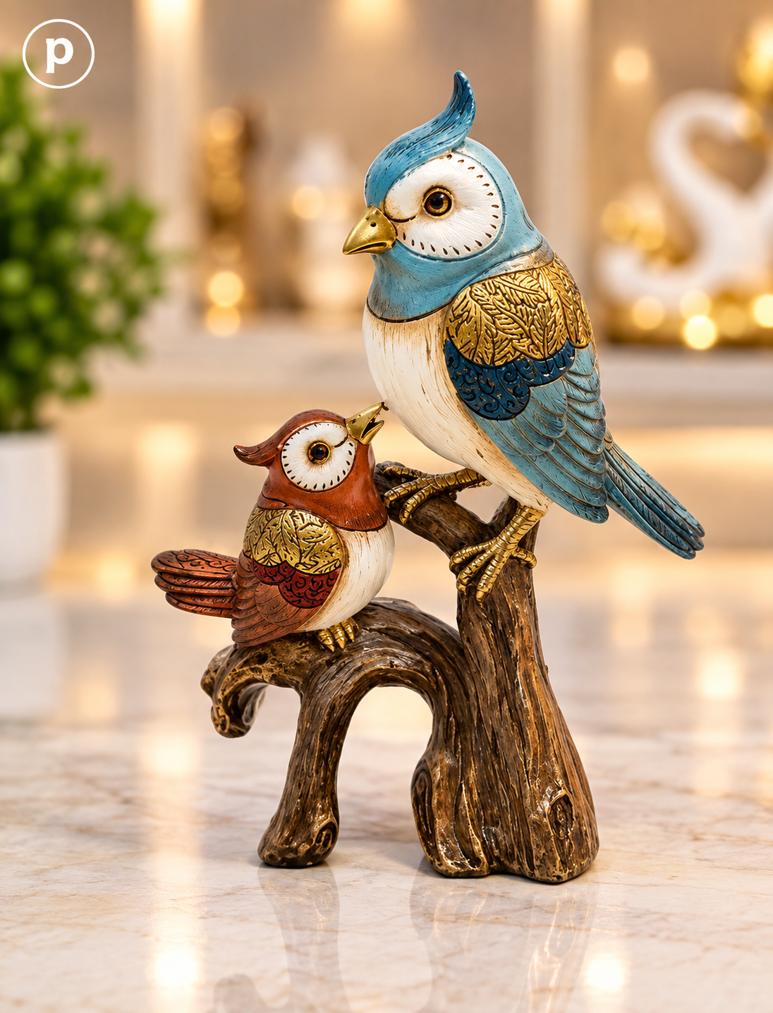 Multicolour Bird Resin Figurine