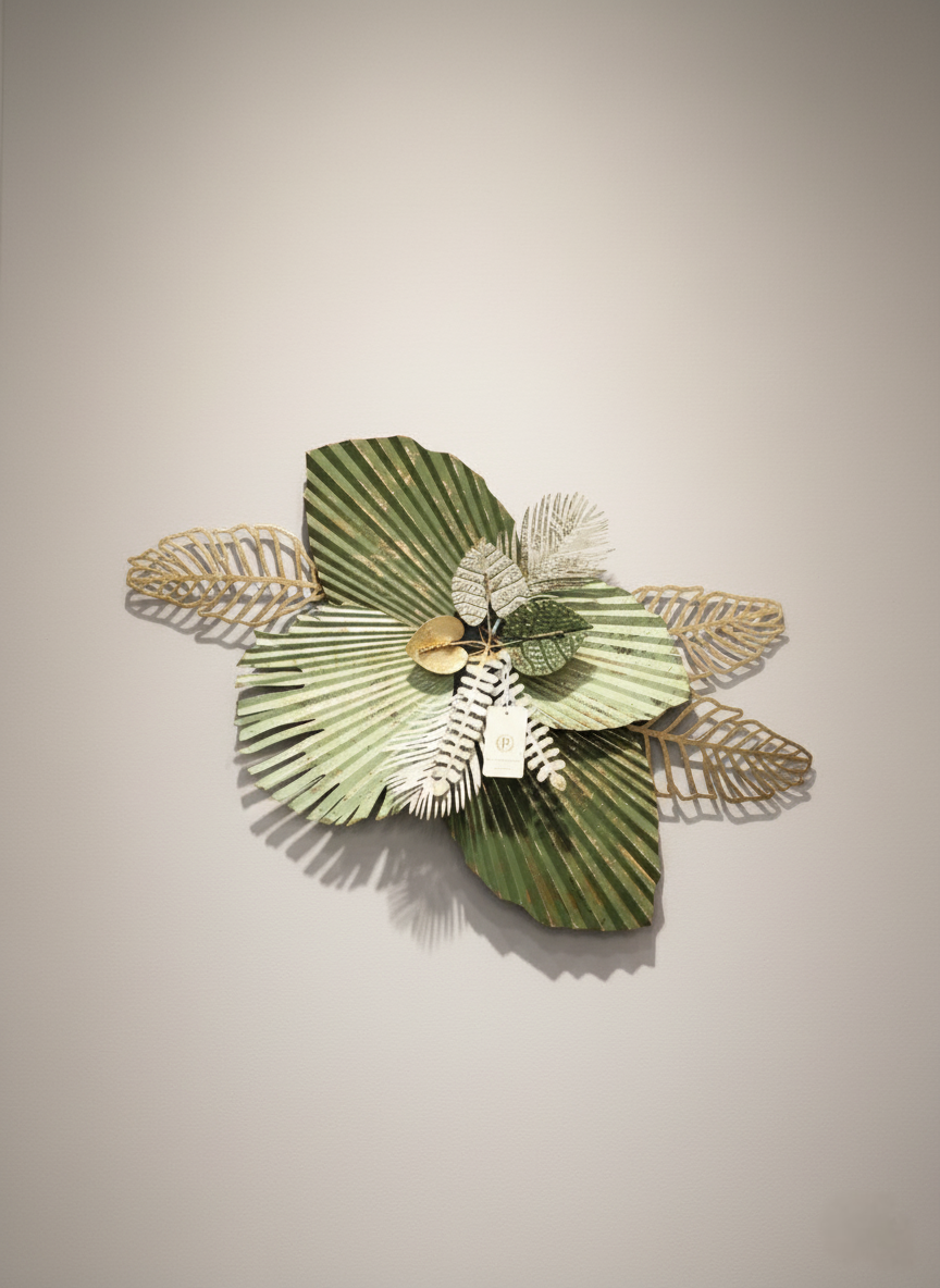 Nature’s Essence – Artistic Palm Leaf METAL Wall MIRROR