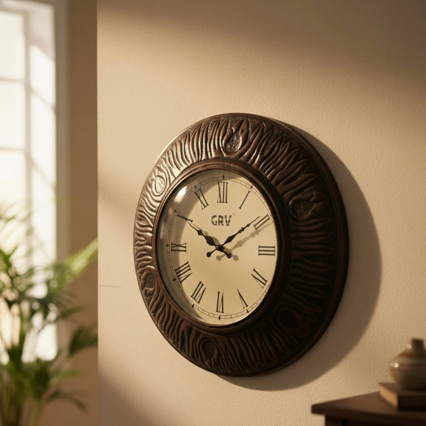 Rustic Aura – Antique Roman Wall Clock