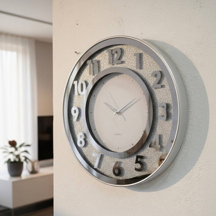 Crystal Halo – Premium Silver Wall Clock
