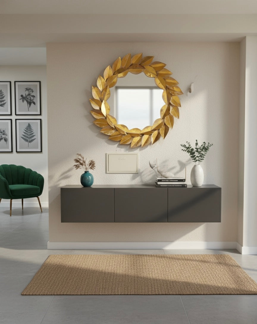 Golden Laurel – Luxury Leaf Frame Wall Mirror