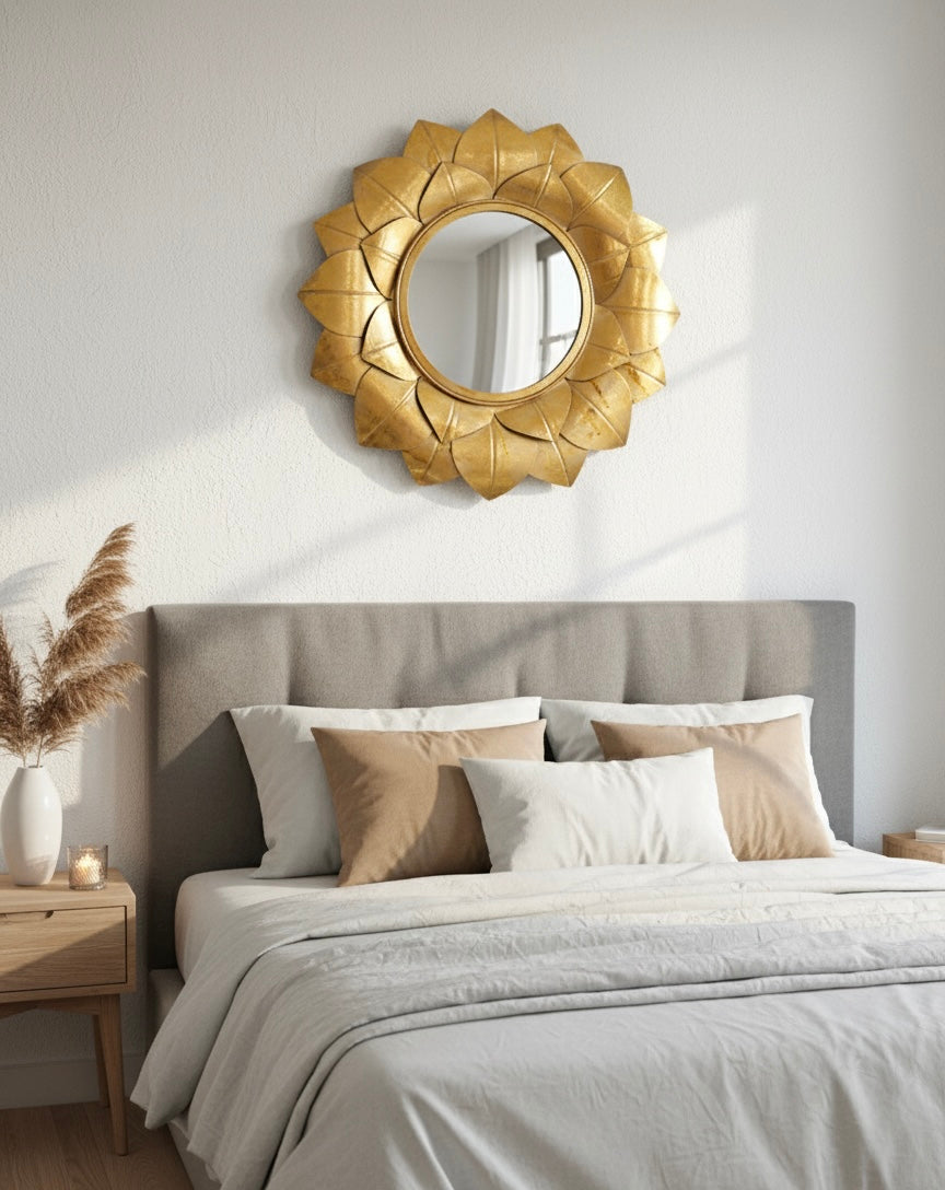 Luxe Lotus – Designer Gold Mirror