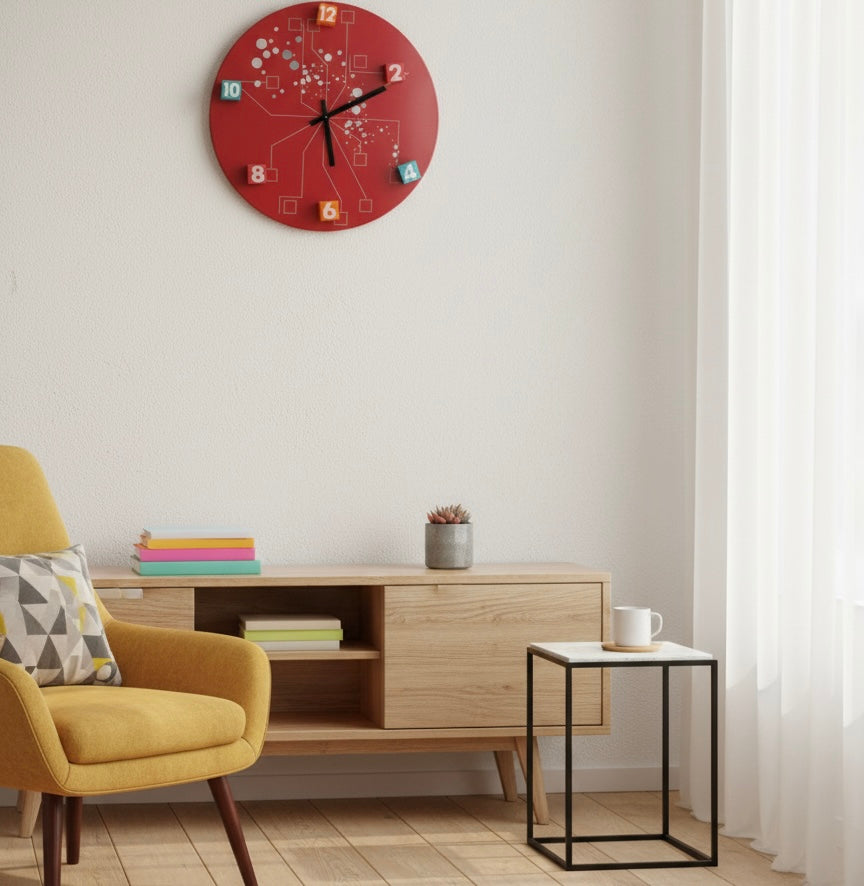 TimeBurst – Abstract Red Wall Clock