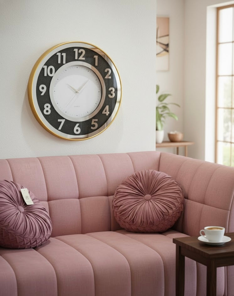 NoirEdge – Modern Gold Accent Wall Clock