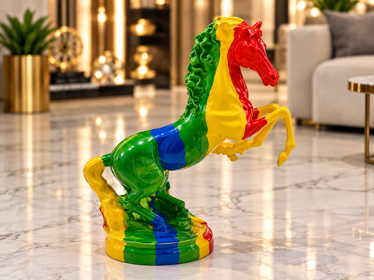 Luxury Pop-Art Rearing Horse Multicolor Figurine