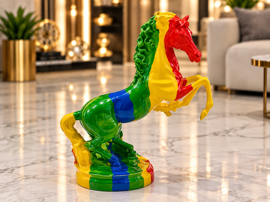 Luxury Pop-Art Rearing Horse Multicolor Figurine