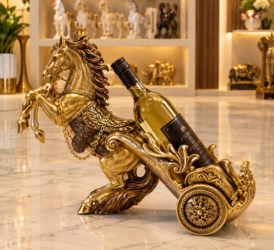 Imperial Golden Stallion Chariot Wine Holder