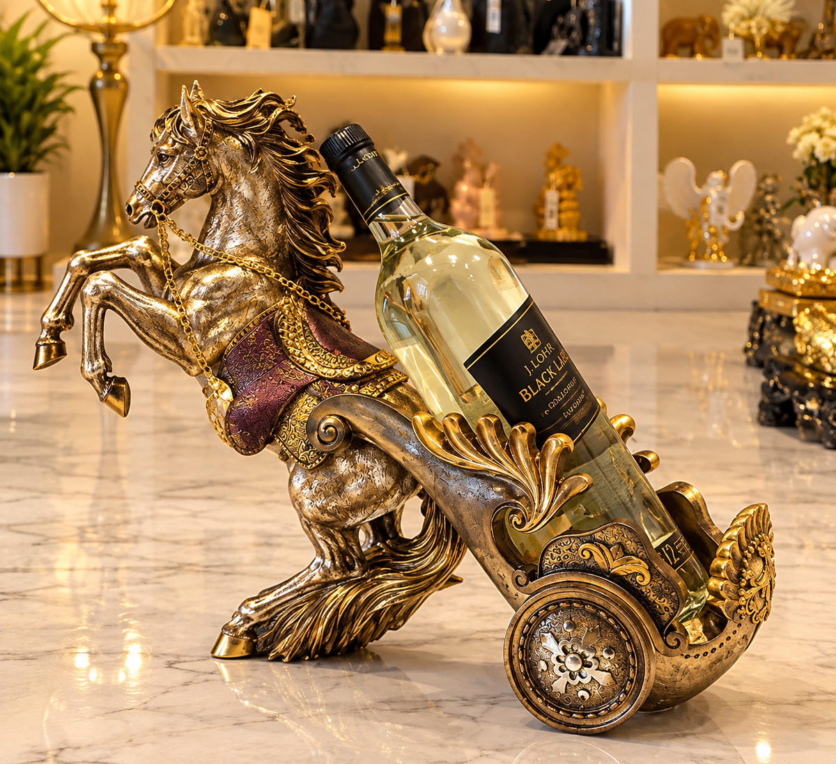Majestic Stallion Chariot Wine Bottle Holder