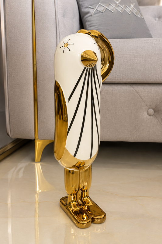 Avant-Garde Ceramic Bird Showpiece with Gold Accents