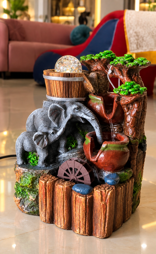 polyresin elephant-design tabletop indoor water fountain