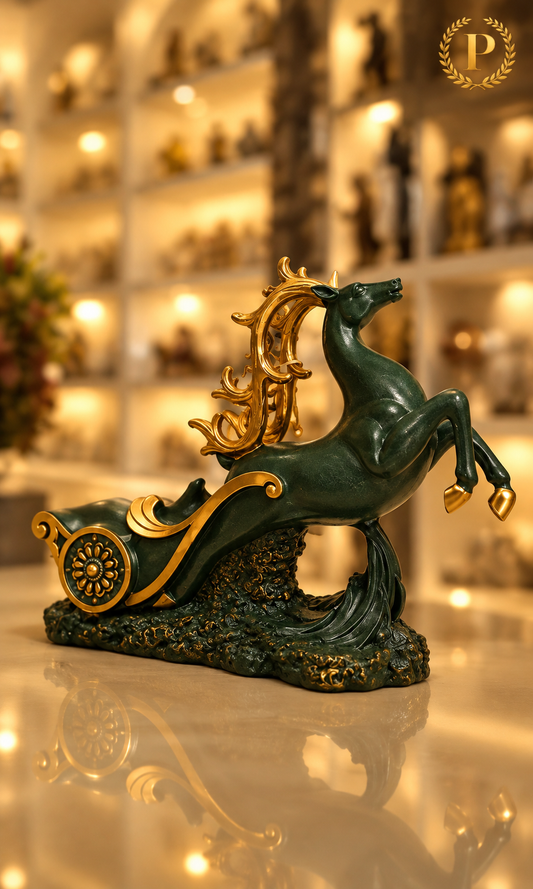 Rearing Chariot Horse Statue