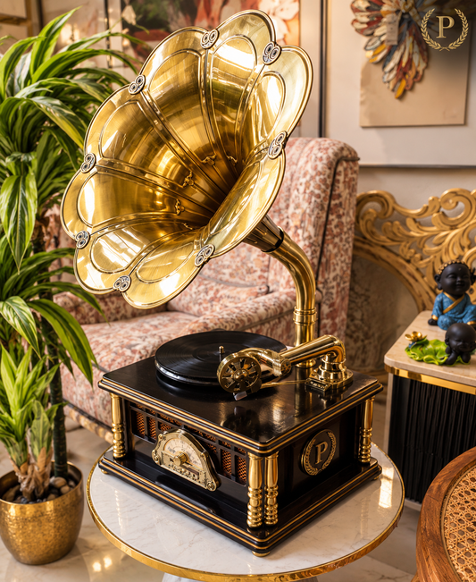 Luxury Bluetooth Gramophone & Vinyl Record Player…. Supports disc play