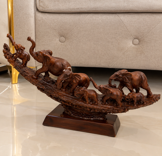 seven-elephant herd bridge showpiece