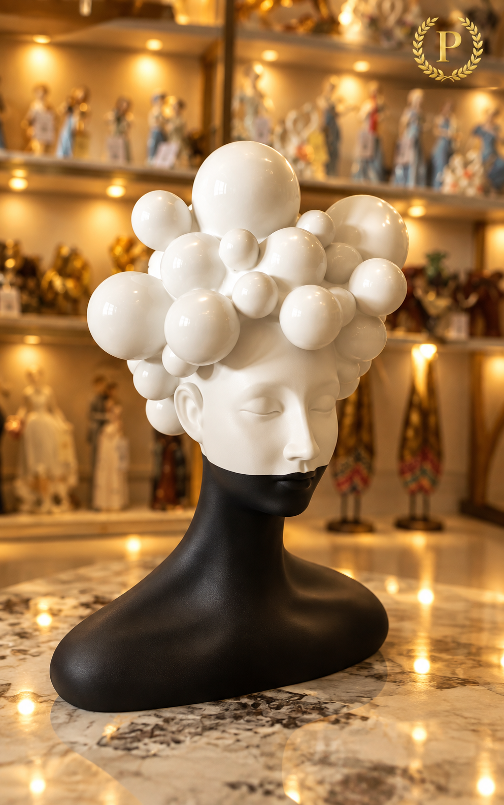 Bubble Head Abstract Woman Bust Statue