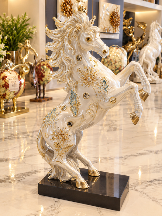 luxurious porcelain rearing horse statue