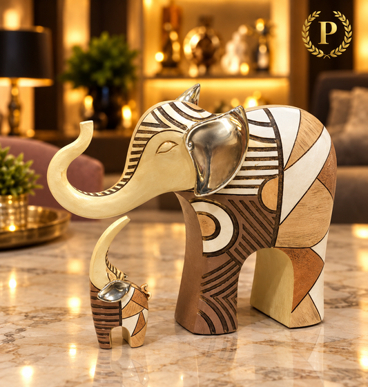 artistic mother and baby elephant duo