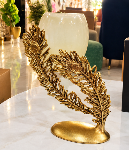 Feathered Flame Peacock Candle Holder