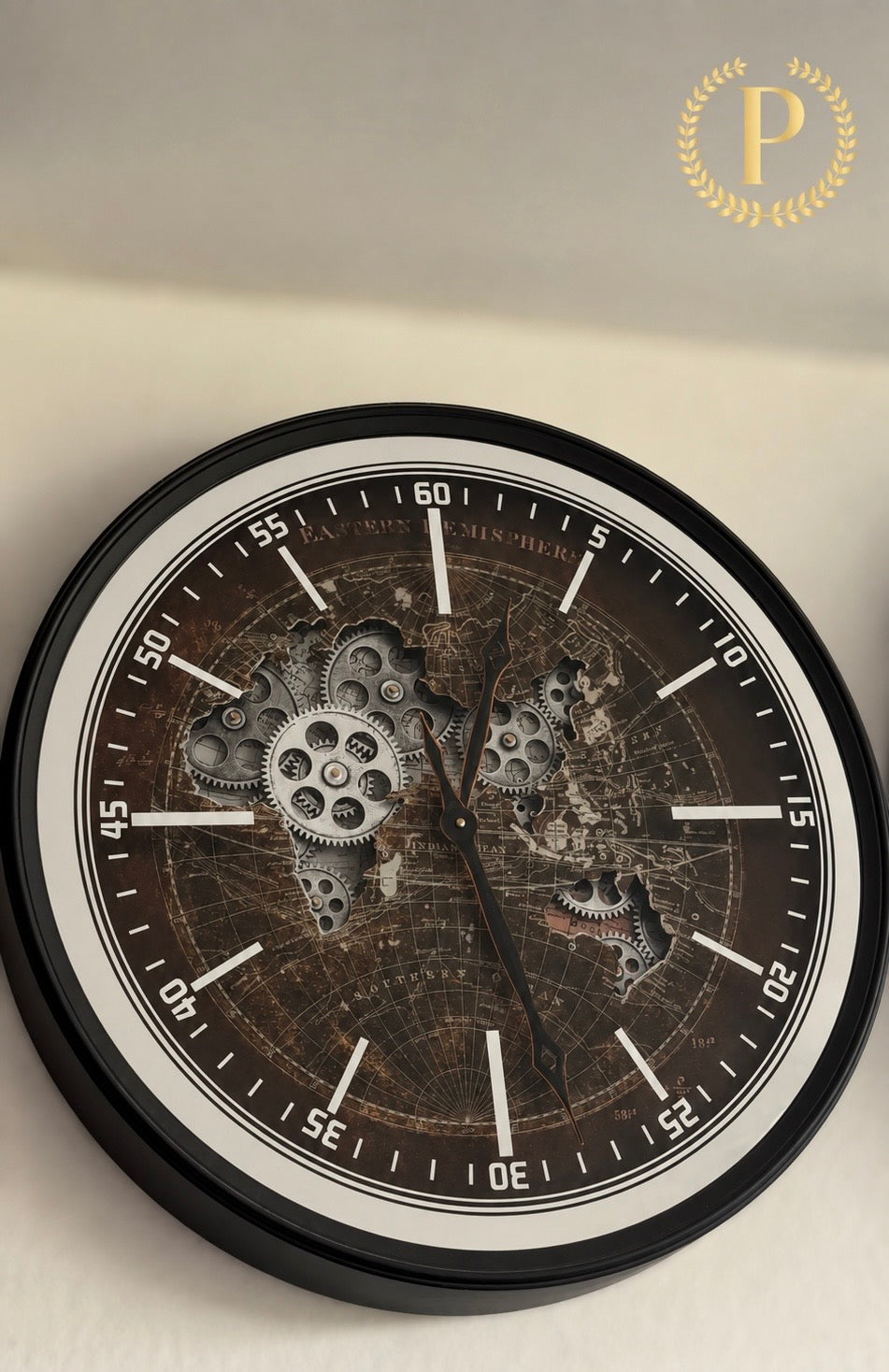 Working gear world mapped clock