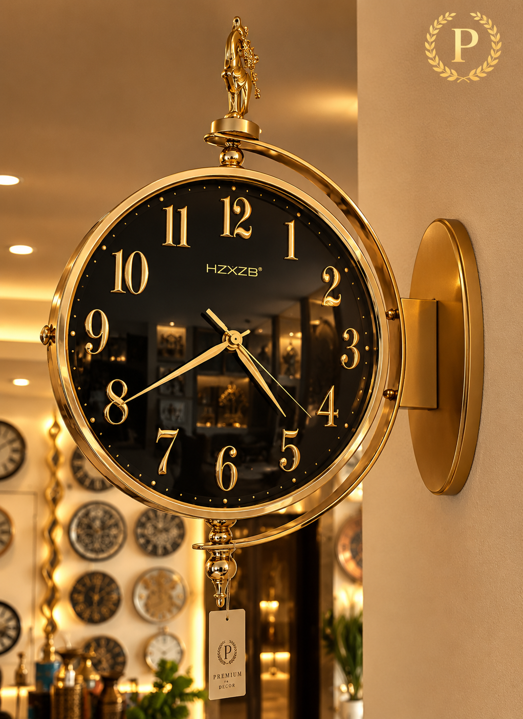 Side wall clock dual side and rotatable