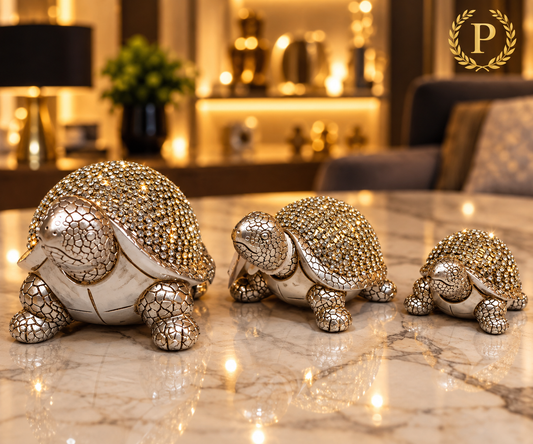 trio of crystal-embellished tortoises
