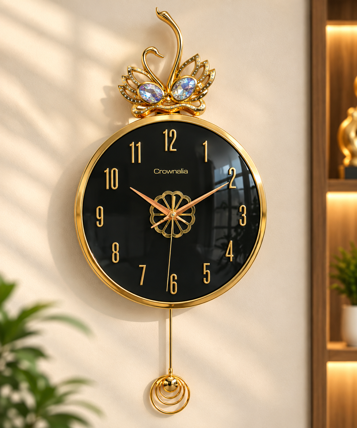 luxury light-luxury swan pendulum wall clock