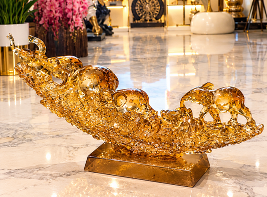 magnificent crescent-shaped crystalline elephant bridge sculpture