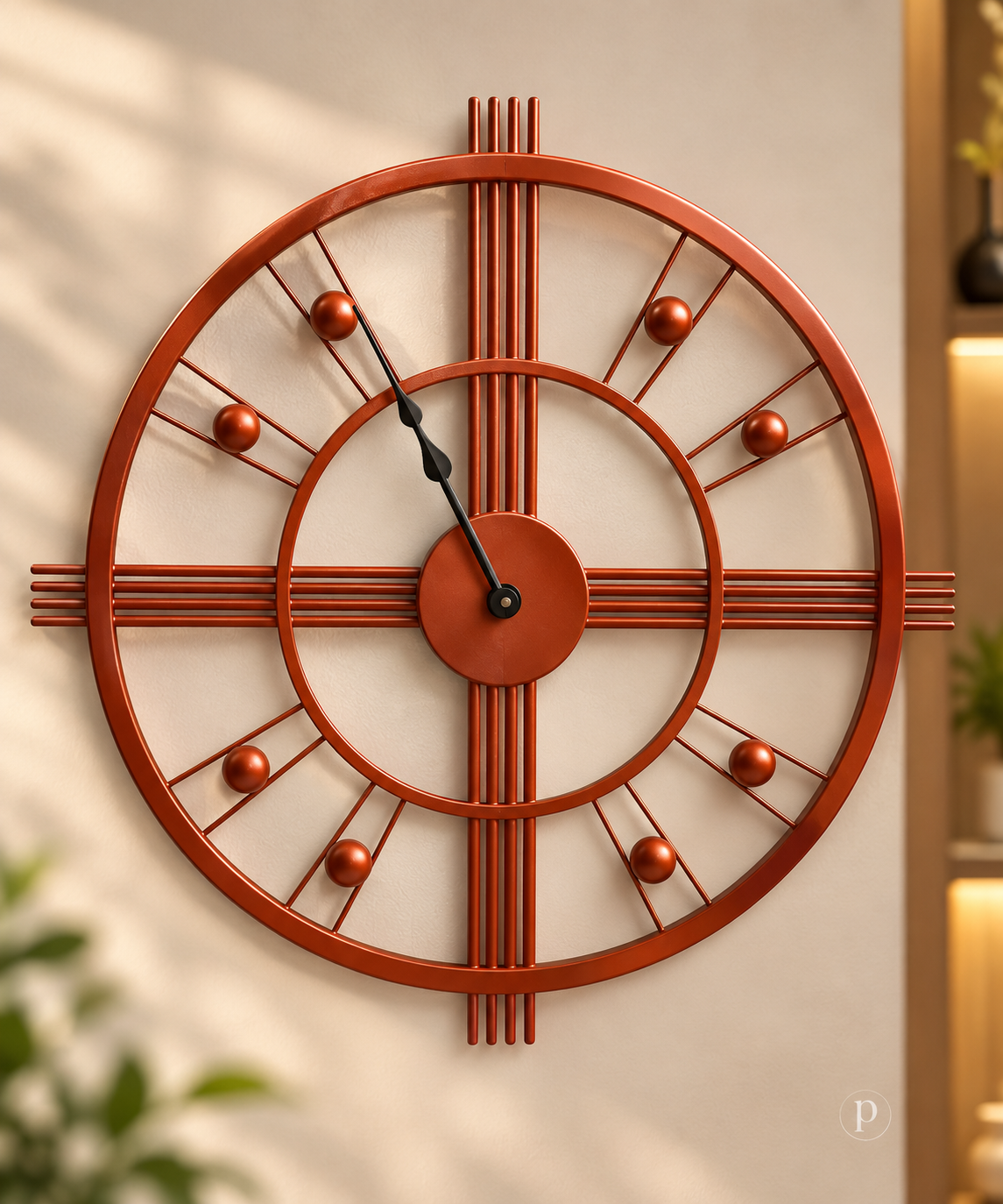 modern industrial geometric metal skeleton wall clock