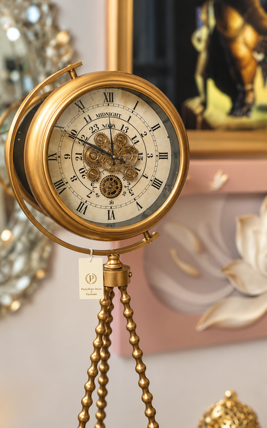 all-gold dual-dial floor clock