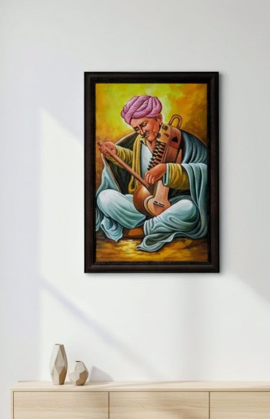 The Sarangi Maestro – Hand-Painted Rajasthani Folk Art