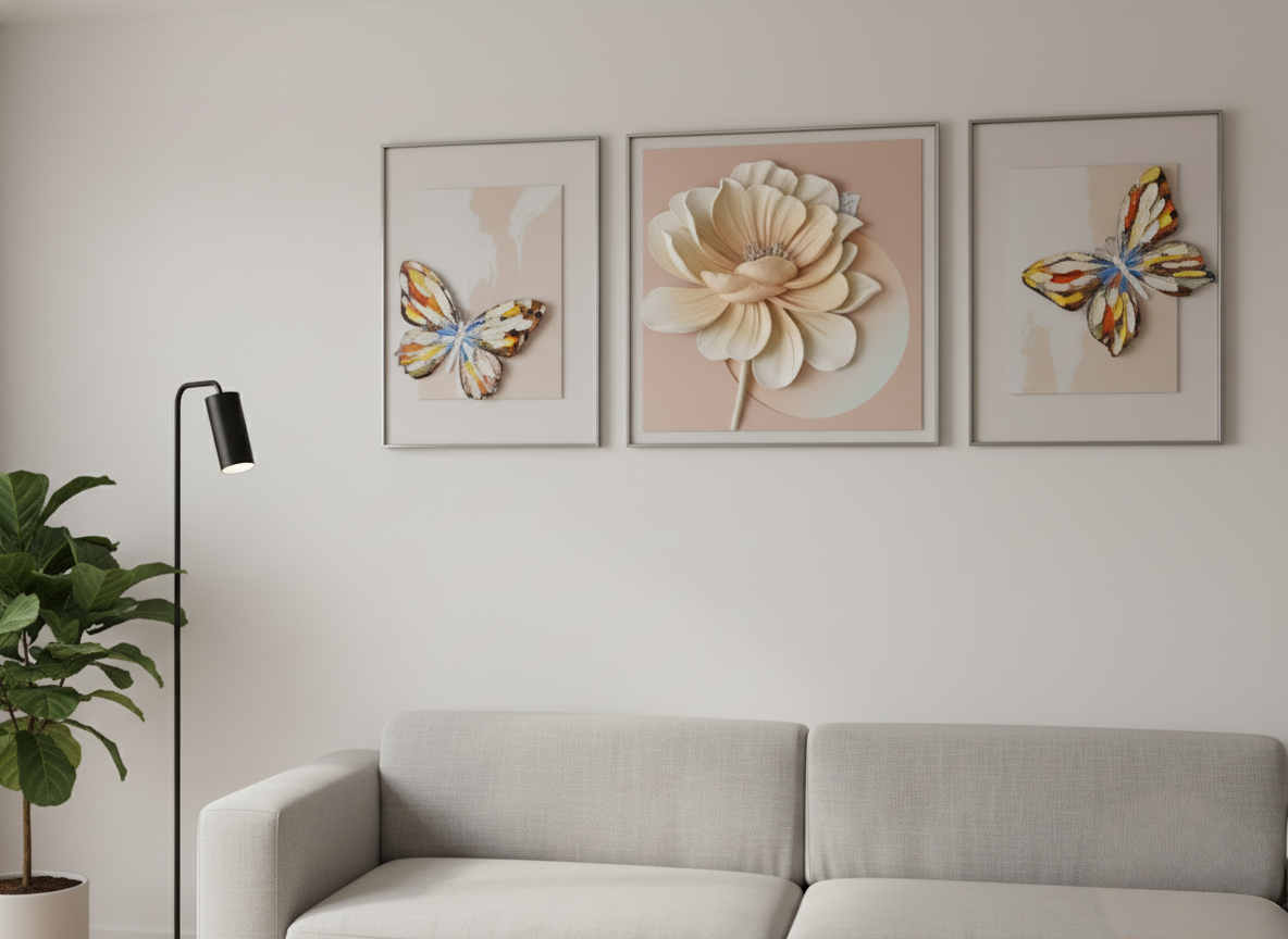 Ethereal Wings & Petals – Premium 3-Piece Wall Art Collection