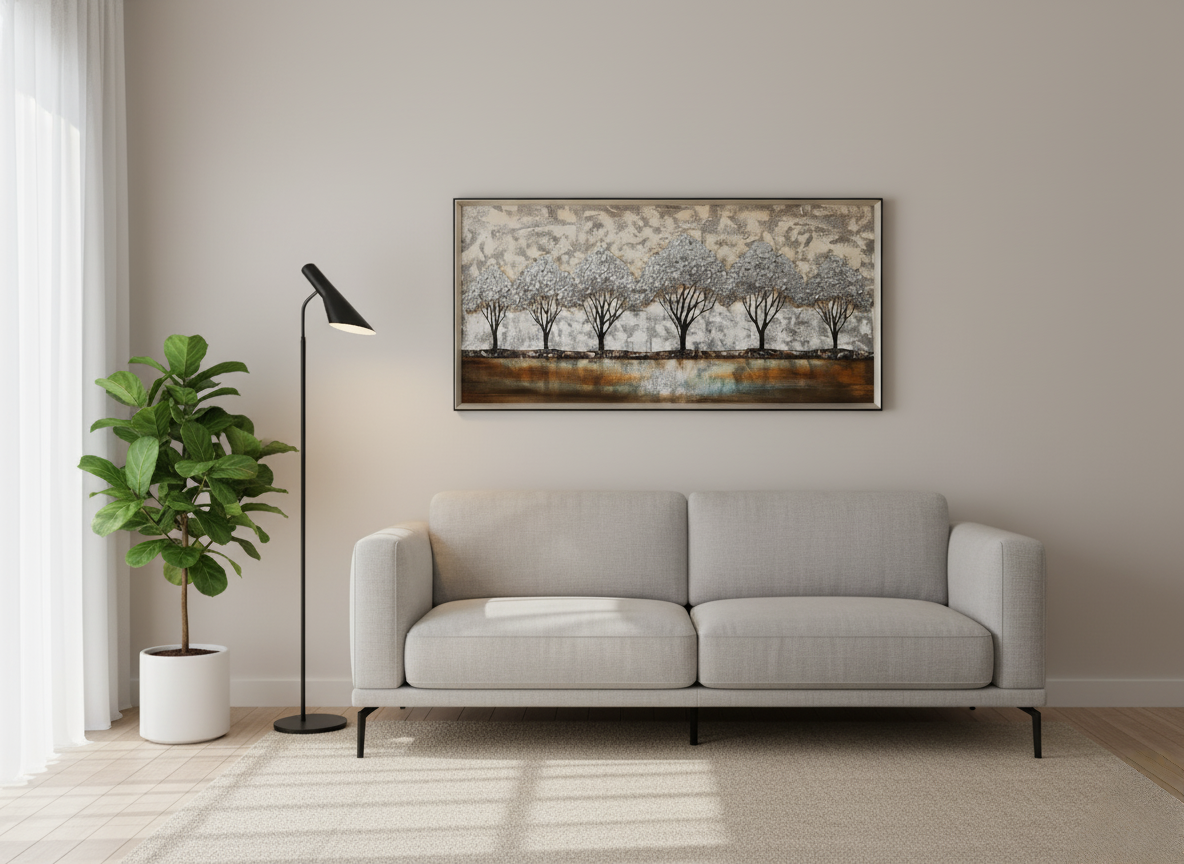 Autumn Serenity – Handcrafted Metallic Tree Painting