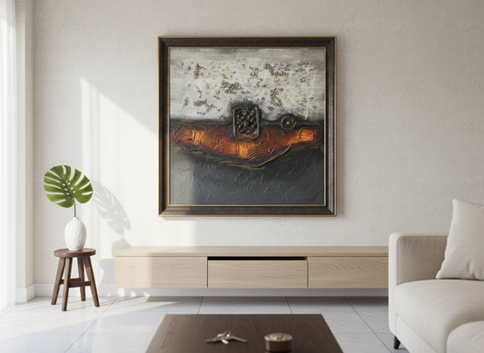 Forged Horizons – Earth Tone Abstract Wall Handmade Painting with frame