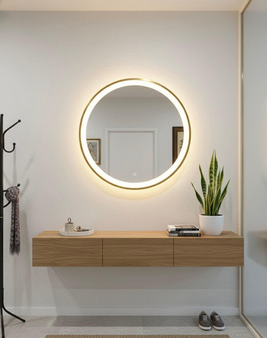 TearaGlow – Teardrop LED Wall Mirror WITH SENSOR WITH TRIPLE LIGHT AND STEEL BRUSH FINISH PROFILE