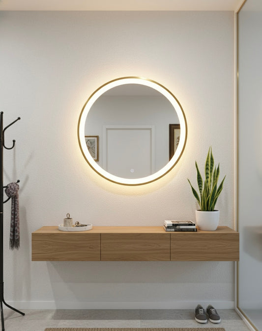 TearaGlow – Teardrop LED Wall Mirror WITH SENSOR WITH TRIPLE LIGHT AND STEEL BRUSH FINISH PROFILE