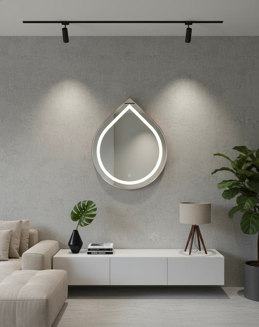 TearaGlow – Teardrop LED Wall Mirror WITH SENSOR WITH TRIPLE LIGHT AND ALUMINIUM PROFILE