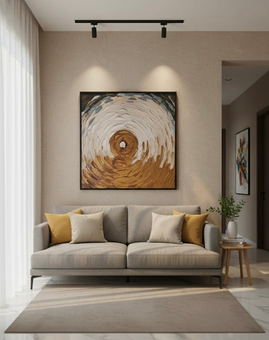 Golden Depth – Textured Abstract Canvas Print