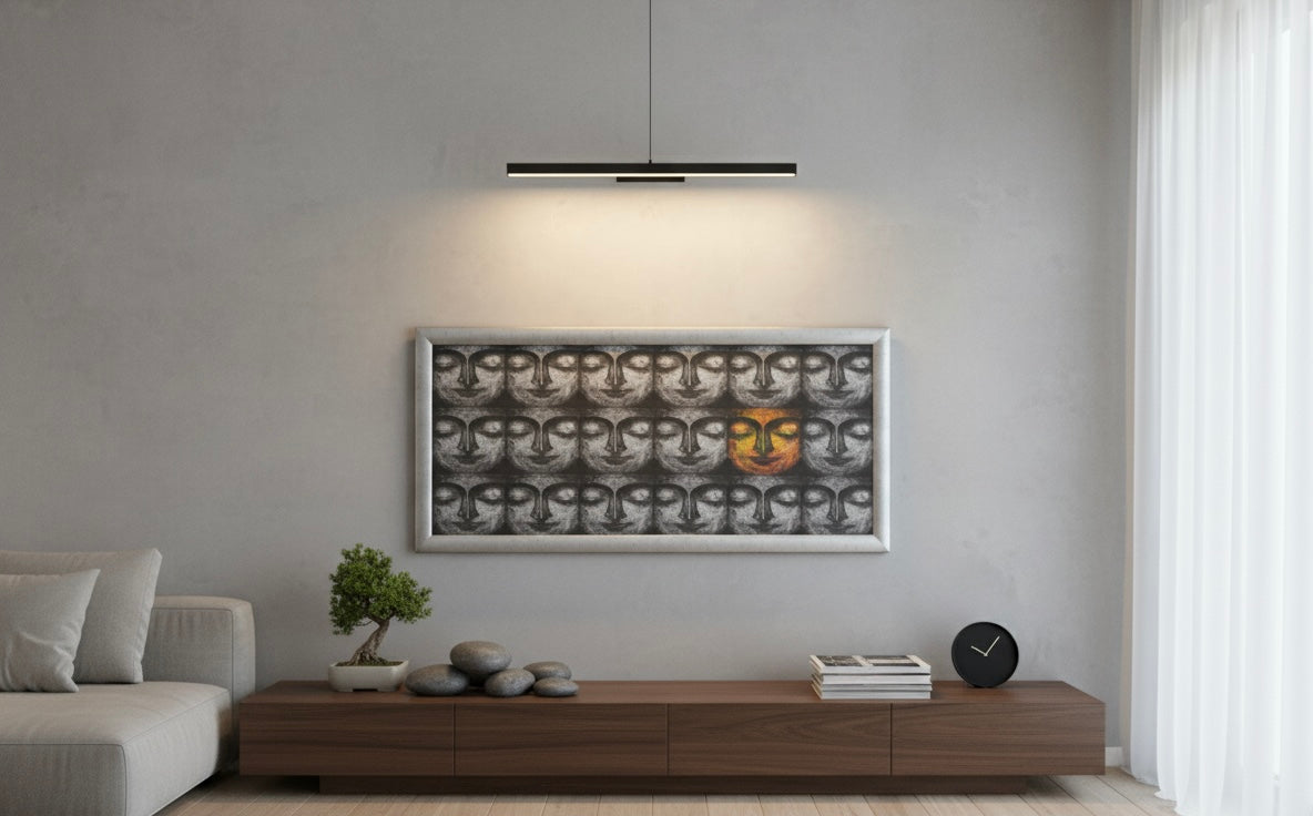 Serenity in Crowd – Buddha Face Abstract Canvas Printed
