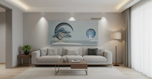 Celestial Harmony With Remote LED Lights & Power Bank Support – Tree & Deer Wall Sculpture