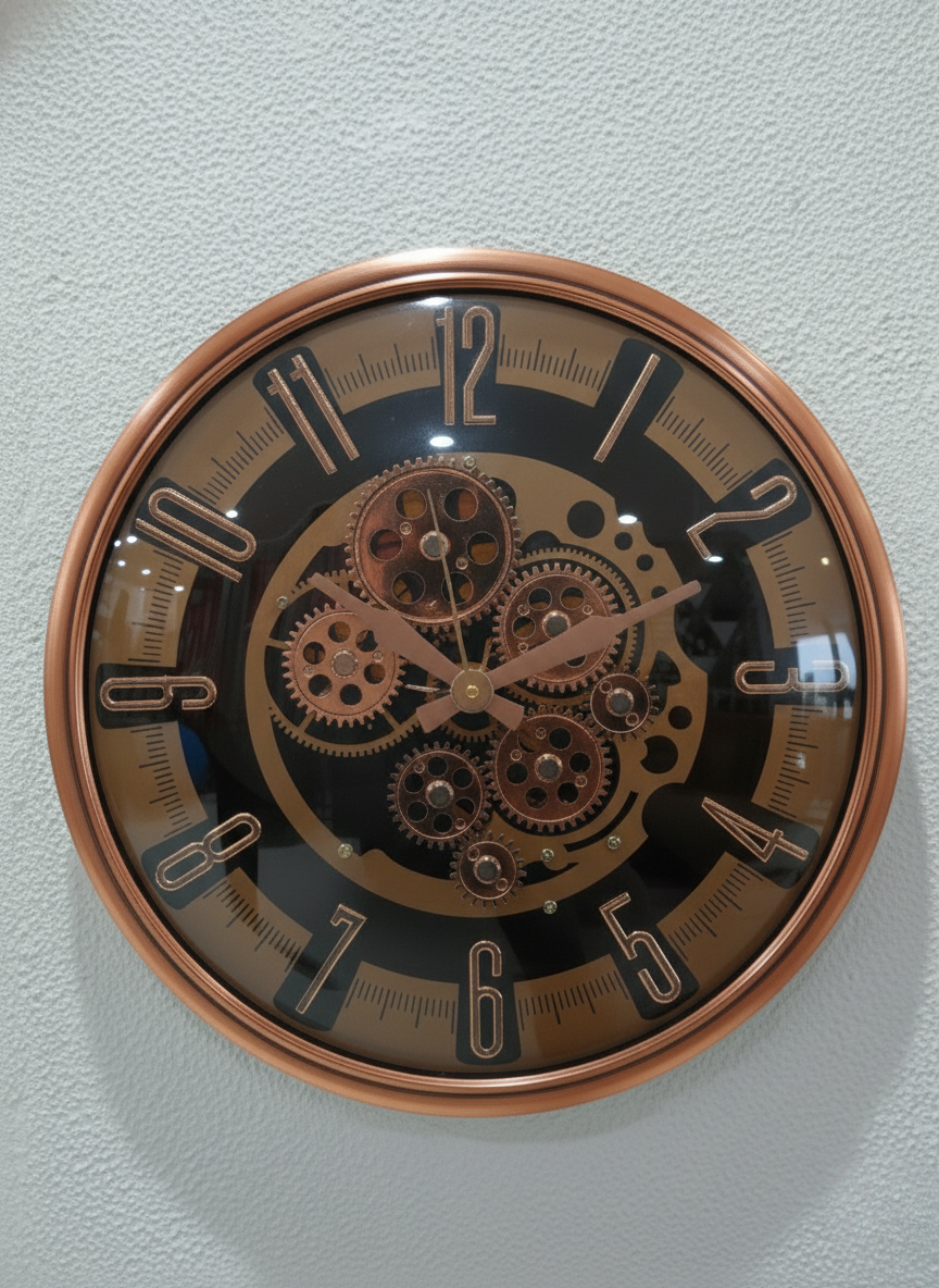 Copper Chrono – Industrial Gear Design Wall Clock with working gear