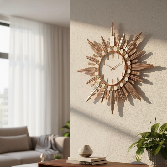 Golden Radiance – Luxury Sunburst Wall Clock