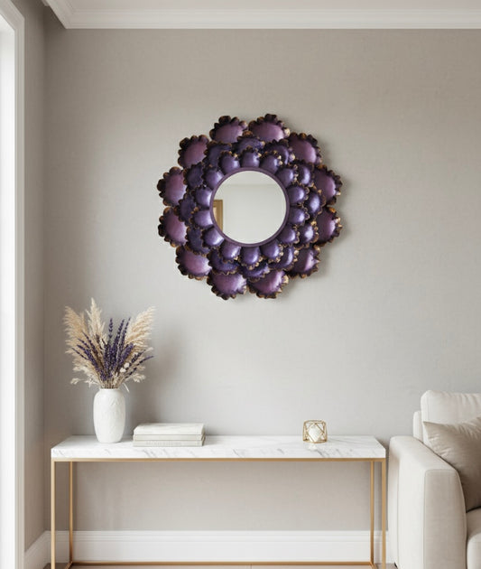 Amethyst Bloom – Designer Floral Wall Mirror