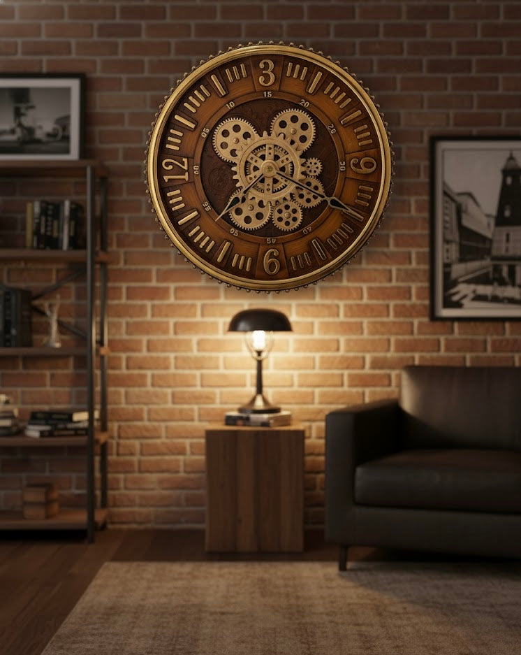TimeForge – Steampunk Wooden Wall Clock