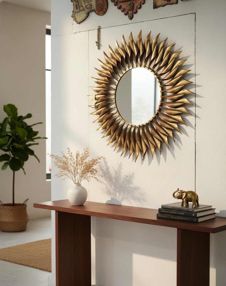 Golden Aura – Sunburst Wall Mirror